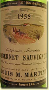 1958 Louis Martini Cabernet Sauvignon