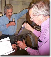 Jim Richards pouring a barrel sample