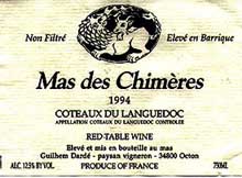 Mas des Chimeres Label